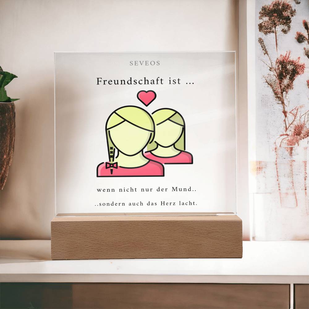 SEVEOS "Bestfriends" - Moderne Acrylplakette mit Grafik und LED Option