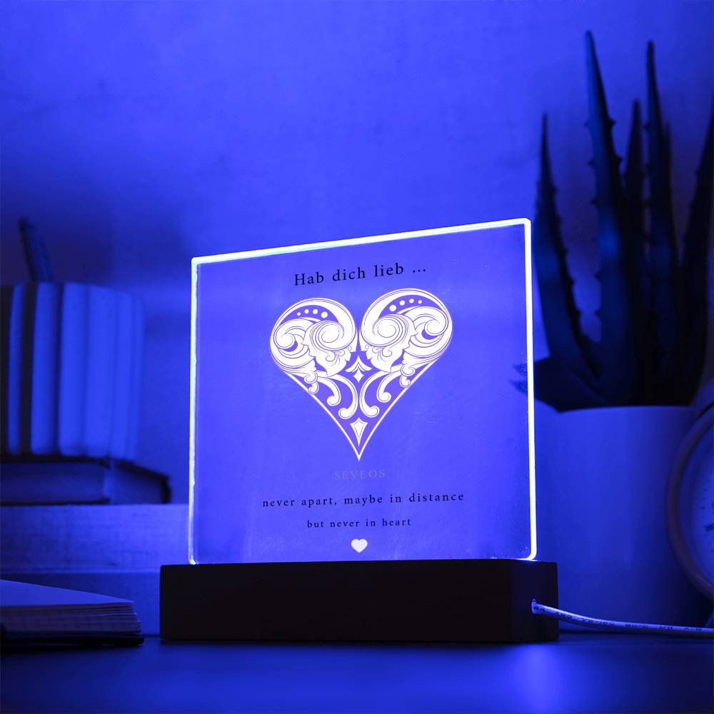 Herzchenplakette - Moderne Acrylplakette mit Druck-Design und LED Option